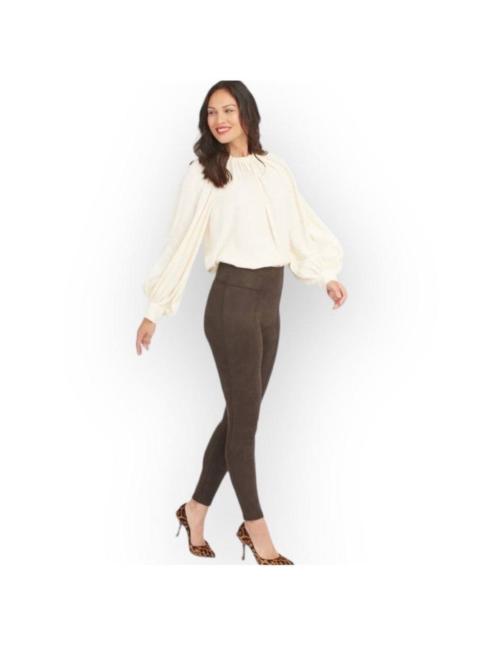 Spanx Faux Suede Leggings In Deep Brown